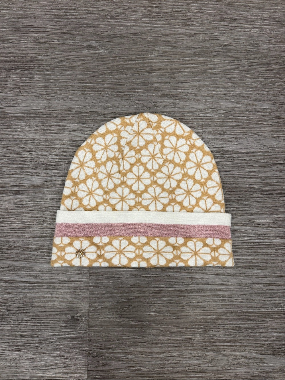 Kate Spade Floral Beanie in Mustard and Pink